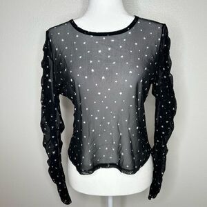 💎 Bar III || Black Mesh Stars Top || Large